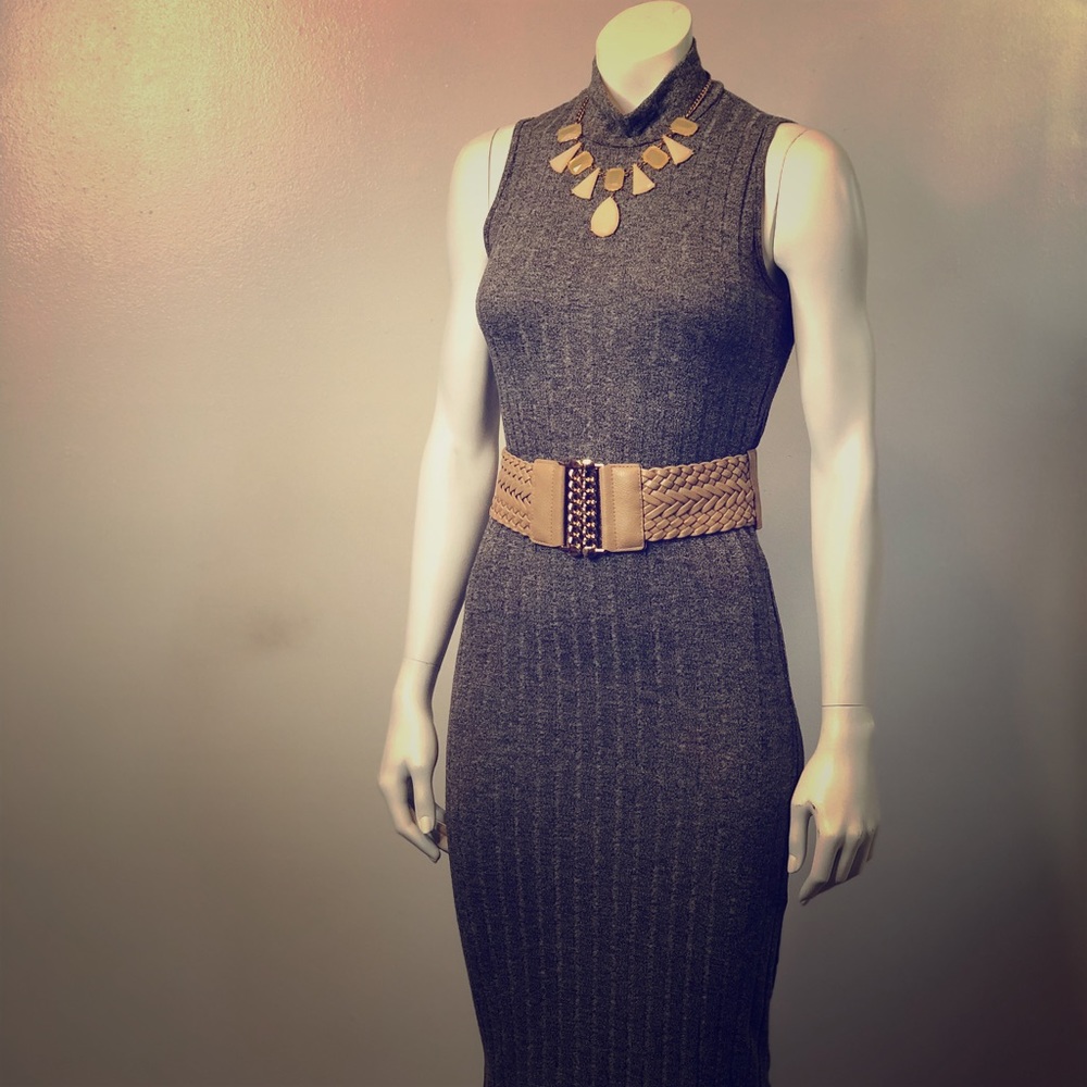 Simple Flattering Gray Sleeveless knit dress